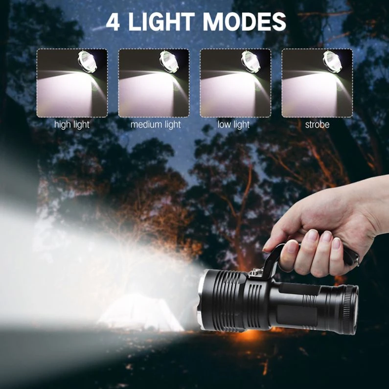 High Power 2000 lumen XHP50 Led flash light, rechargeable Powerful Handheld led searchlight