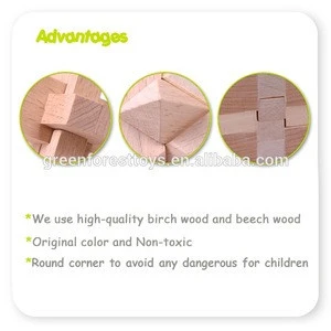 High Quality 3D Wooden Toy Lock Game Wooden Brain Teaser Puzzle
