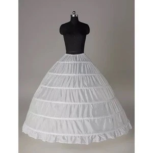 High Quality 6 Hoops Layered Dress White Crinoline Underskirt Puffy Bridal Petticoat
