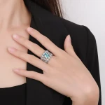 High Quality Colorful Gem Ring Womens Index Finger Ring Micro paved Zircon Ring