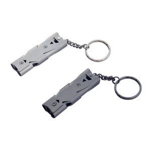 High quality double pipe high frequency stainless steel whistle for outdoor emergency survival tool