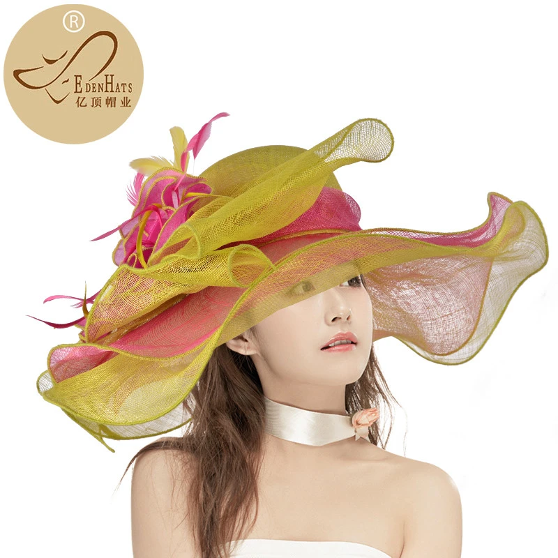 high quality party hats promotional sinamay hat materials with flower