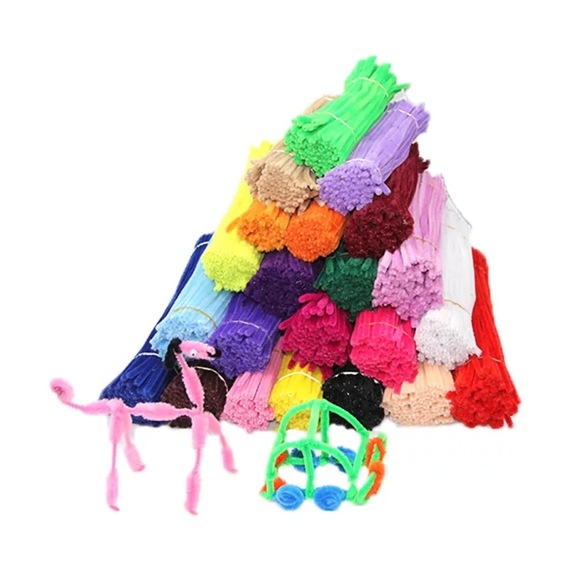 High quality sell DIY Colorful chenille Handcraft Craft 0.6*30Cm Chenille Tinsel Stem pipe cleaners