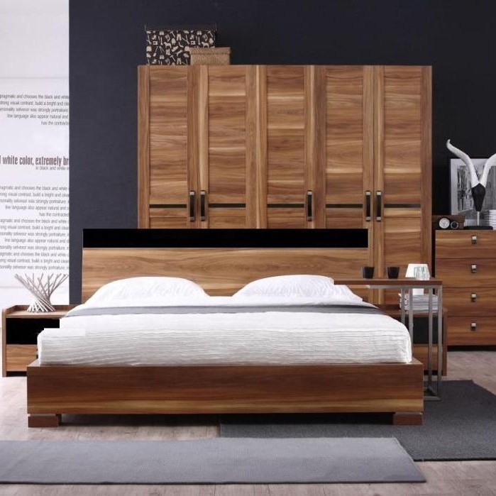 home furniture wooden popular bedroom set is made by E1 MDF board and painting