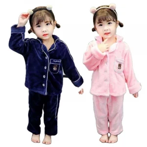 Hot Sale Children Clothing Indoor Long-Sleeved Little Bear Printed Little Girl Clothes Set