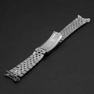 hot sales custom watch strap silver/plated gold /plated rose gold solid stainless steel jubilee watch band 18mm 20mm 22mm
