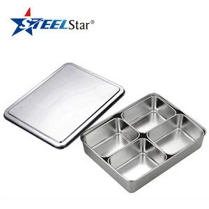 Hot sales stainless steel 1/2/3/4/6/8 compartments seasoning spice box with cover lid