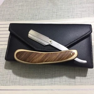 Hot Selling 2018 Titanium Coated Slide Straight Razor With Wooden Handle