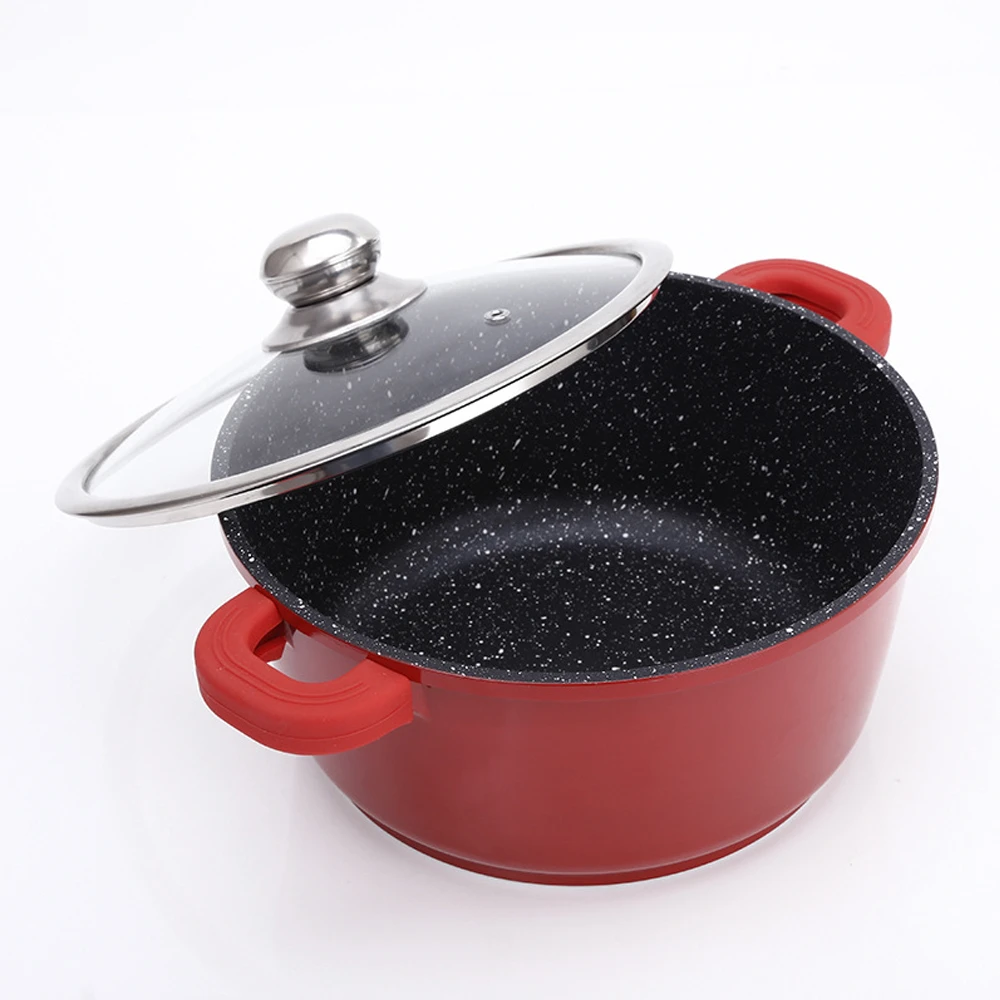 Hot Selling Aluminum Pot Thickened Frying Pan Milk  Soup Pot Gift Maifan Stone Non Stick Cookware