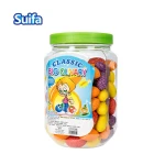 Hot selling colorful 7.5g sweet mix-fruits flavor ball shape bubble gum in bottle