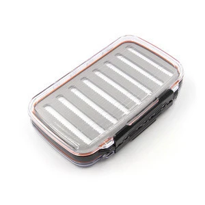 Hot selling wholesale 19*12*4cm Waterproof Double side Clear plastic fly  fishing tackle box