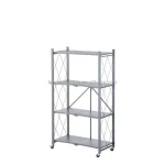 Household items kitchen utensils shelf kitchen household 4 tier black folding storage rack