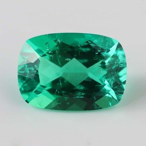 Hydrothermal gemstone emerald Cushion shape cut green emerald Loose synthetic emerald gemstone  for jewelry
