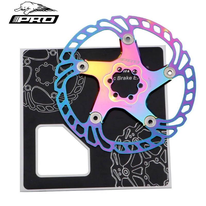 IIIPRO Stainless Steel floating brake disc 180mm Mountain Bike Disc Brake For Mountain Bike  Six nail rainbow color