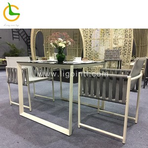 Industrial best selling high quality stackable rope woven aluminum hotel restaurant dinning chair
