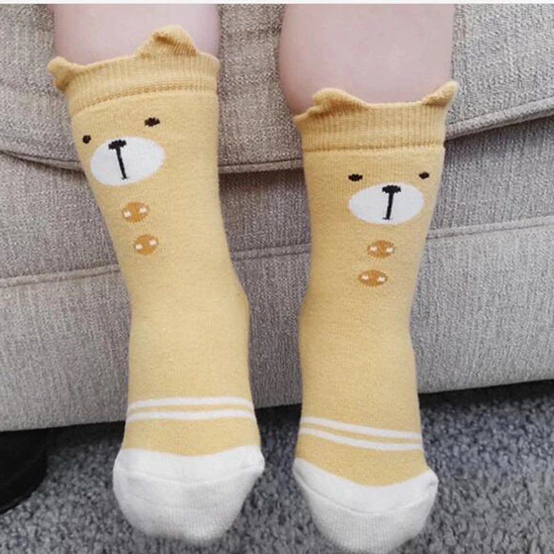 Infant non-slip cotton winter breathable washable cartoon thick baby socks