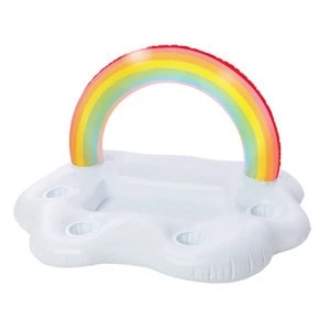Inflatable Rainbow Cloud Drink Holder Floating Beverage Salad Fruit Serving Bar Pool Float Party Accessories