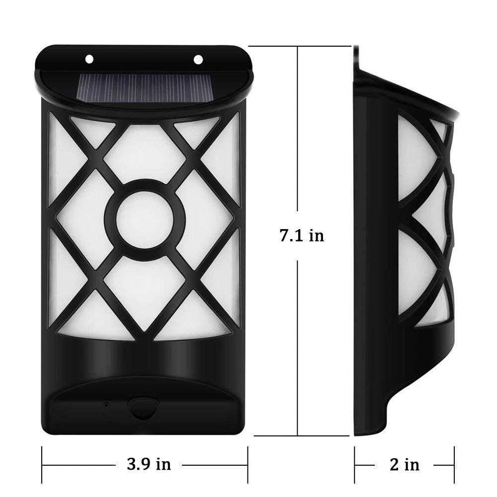 Intelligent Safety Auto On/Off 66 LED Led Solar Sensor Wall Flame Light for Garden Pathway Patio Deck Yard