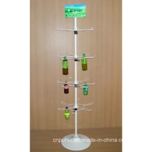 Iron Rod Arm Hanging Metal Wire Floor Standing Drink Bottles Display Rack (PHY1024F)
