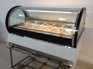 italian gelato counter glass cold showcase ice cream display freezer