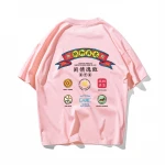 Japanese trend print short sleeve T-shirt pure color simple joker bottom shirt country  lovers TEE casual jacket T-shirt