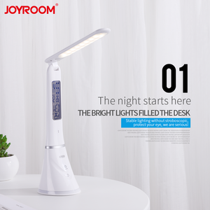 Joyroom foldable Dimmable Led Desk Lamp 3w Table Light with Calendar Temperature Alarm Clock Atmosphere Colors Changing Book
