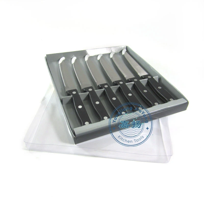 (JYKS-F001A)stainless steel 4pcs or 6pcs Kitchen serrated steak knives set with PVC gift box