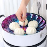 Kitchen Cookware Tool Foldable Colored Stainless Steel Mini Food Steamer