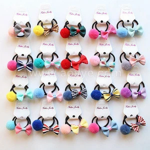 Korean children hair ball bowknot lovely hair ring hair noose outfit foreign trade hand small button baby headwear