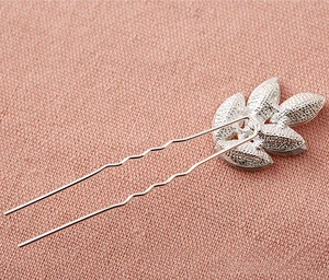 Korean Design Hand made Wedding Bridal Hair Jewelry Pearl Pins Leaves Hair Clip Sticks For Bride Accessories