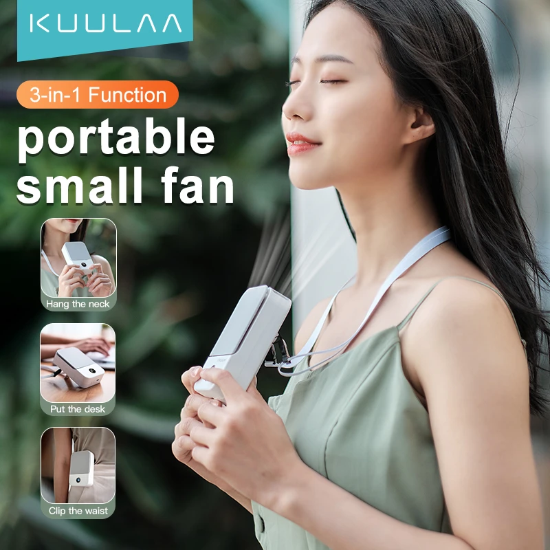 KUULAA Fashion White 3-In-1 Function 3 Speed Adjustment Portable Small Fan With Led Digital Display