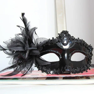 Ladies Feather Rhinestone Venetian Masquerade Party Masks