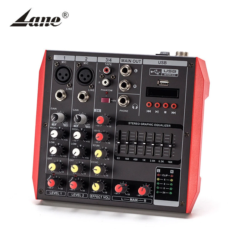 LANE professional+audio%2c+video+mini 4CH dj digital sound audio mixer