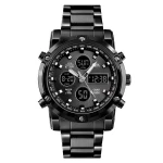 Latest Design Dual Display Analog Digital Watch 48 mm Big Face Stainless Steel Man Watches
