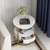 Light Luxury rock slab double bedside cabinet Nordic modern bedroom round storage cabinet