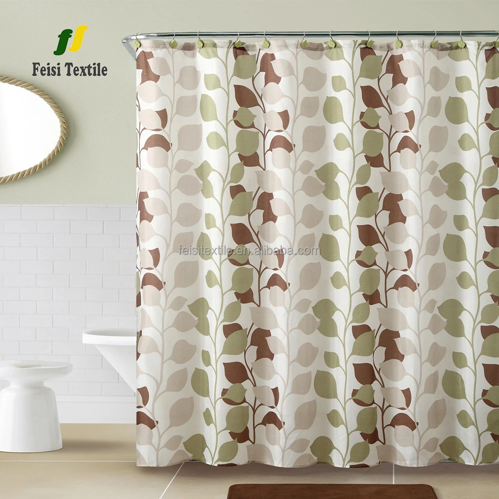 Line leaf pattern jacquard waterproof bathroom printed fabric shower curtain  cortinas para bao for home hotel bathroom