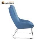 Living Room Sofa Chair with Footrest, Wholesale Blue Mediterranean Style Relax Sofa Set, Fabric Leisure Sofa