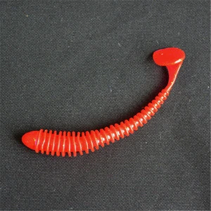 Long Curly Tail Soft Worm Lure Red Colors Grub Fishing Lures for Jig Head Fishing