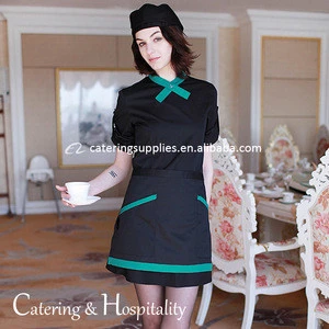 Long Sleeve Slim Black Bar Hotel Restaurant Workwear Waitress Uniform for waiters waitress