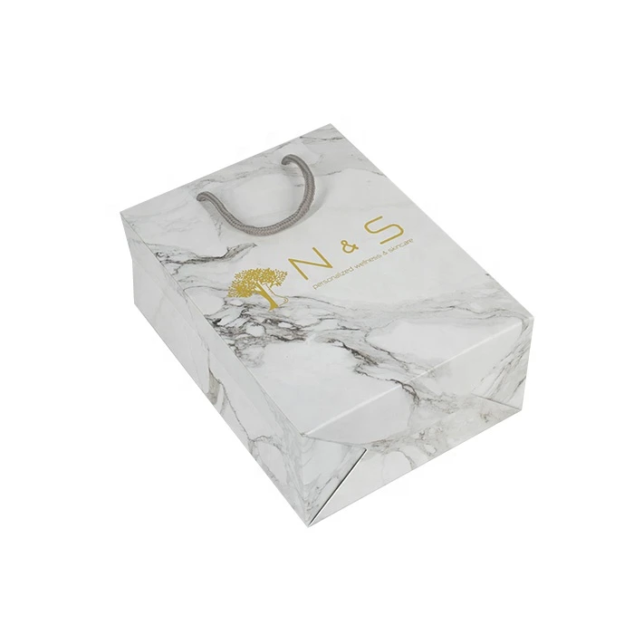 Marble boutique shop small paper bag for cosmetic with your own logo