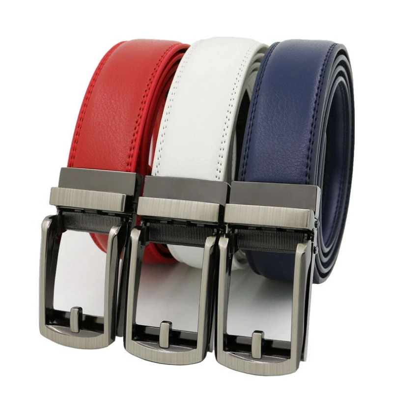 Men&#x27;s Real Leather Belt with Metal Buckle  1.3 for Pants
