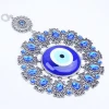 Metal inlaid Diamond Blue evil eyes peacock wings shape wall hanging for home decor