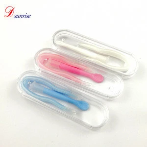 Mini Travel Cool Plastic Contact Lens Box Clear Holder Case Container+Tweezer