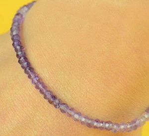 Minimalist jewelry silver lobster closure tiny beads faceted amethyst beads bracelet