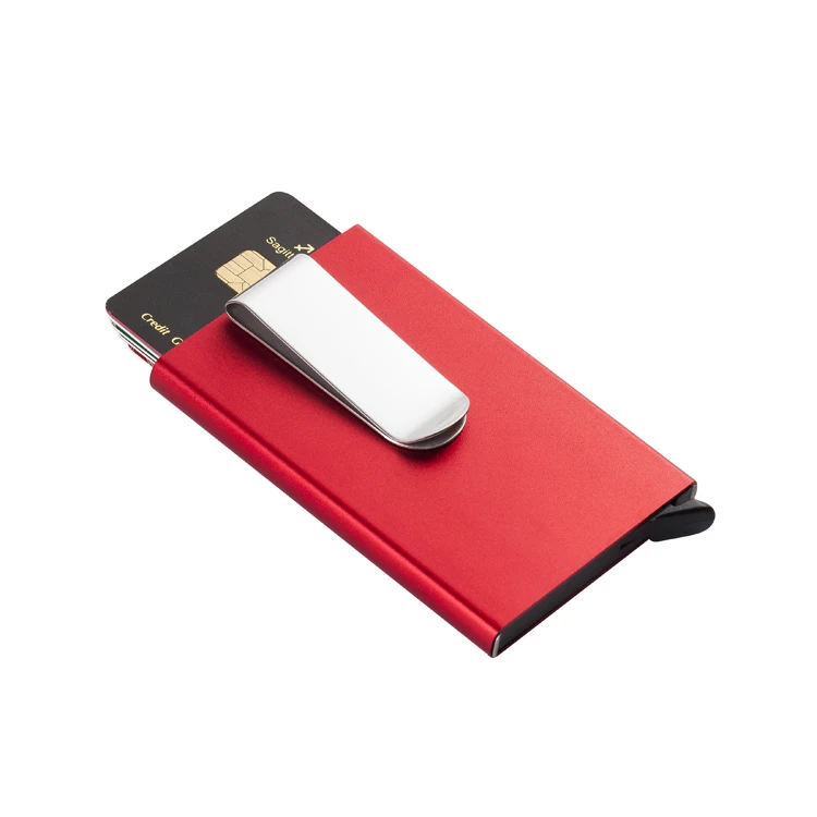 Minimalist Wallet Slim RFID Credit Card Holder Money Clip
