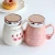 Import mirror surface ceramic coffee mug with stainless steel lid flamingo mug from China
