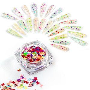 Mix colors 12pcs set laser shining nail art sequins holographic butterfly nail glitters