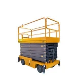 Mobile scissor lift work platform with drive handle control