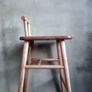 Modern Chinese style solid wood bar stool with backrest