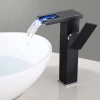 Modern Chrome Waterfall Spout Wall Mount Basin Faucet Single Handle Mixer Tap Concealed Bathroom Sink